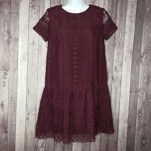 ANN TAYLOR purple lace drop waist dress size 14